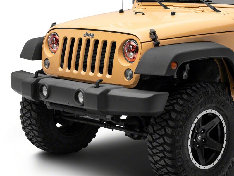 Raxiom 07-18 Jeep Wrangler JK 7-In LED Headlights- Red Housing- Clear Lens Headlights Raxiom