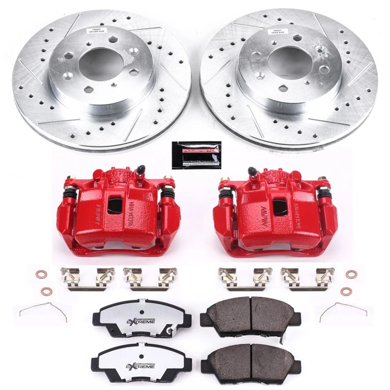 Power Stop 09-14 Honda Fit Front Z26 Street Warrior Brake Kit w/Calipers Brake Kits - Performance D&S PowerStop