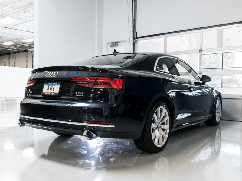 AWE Tuning Audi B9 A5 Touring Edition Exhaust Dual Outlet - Chrome Silver Tips (Includes DP) Catback AWE Tuning