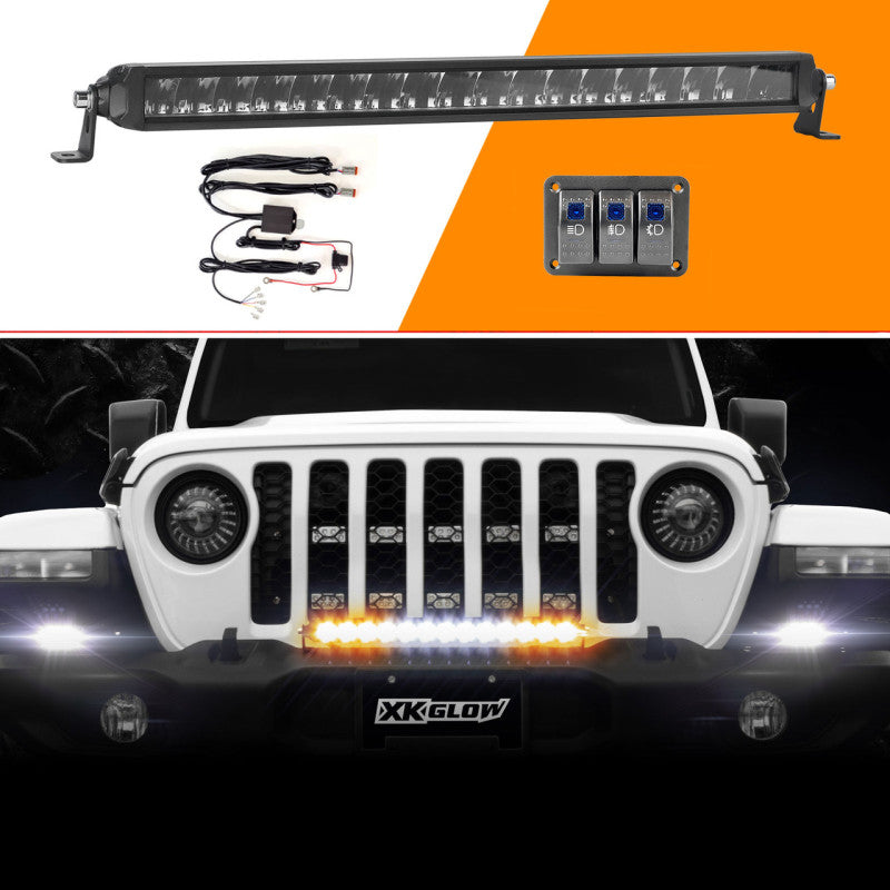 XK Glow Razor Light Bar Fog + Strobe + High Beam Driving Kit 20in Light Bars & Cubes XKGLOW