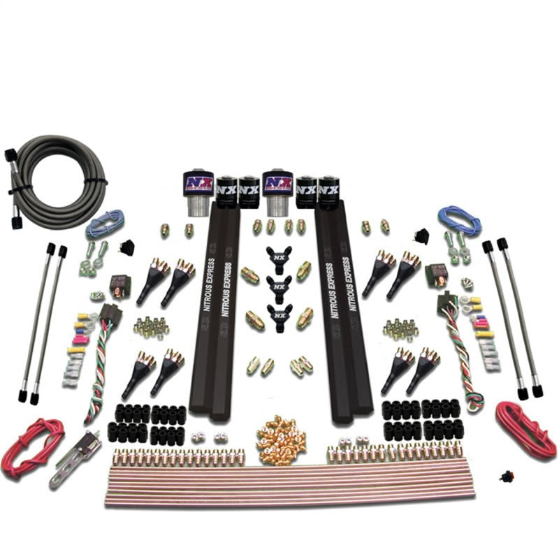 Nitrous Express SX2 Dual Stage/Gas/Rails 8 Nozzles Nitrous Kit (200-1200HP) w/o Bottle Nitrous Systems Nitrous Express