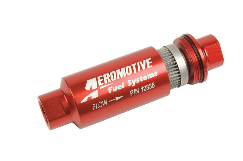 Aeromotive In-Line Filter - AN-10 size - 40 Micron SS Element - Red Anodize Finish Fuel Filters Aeromotive