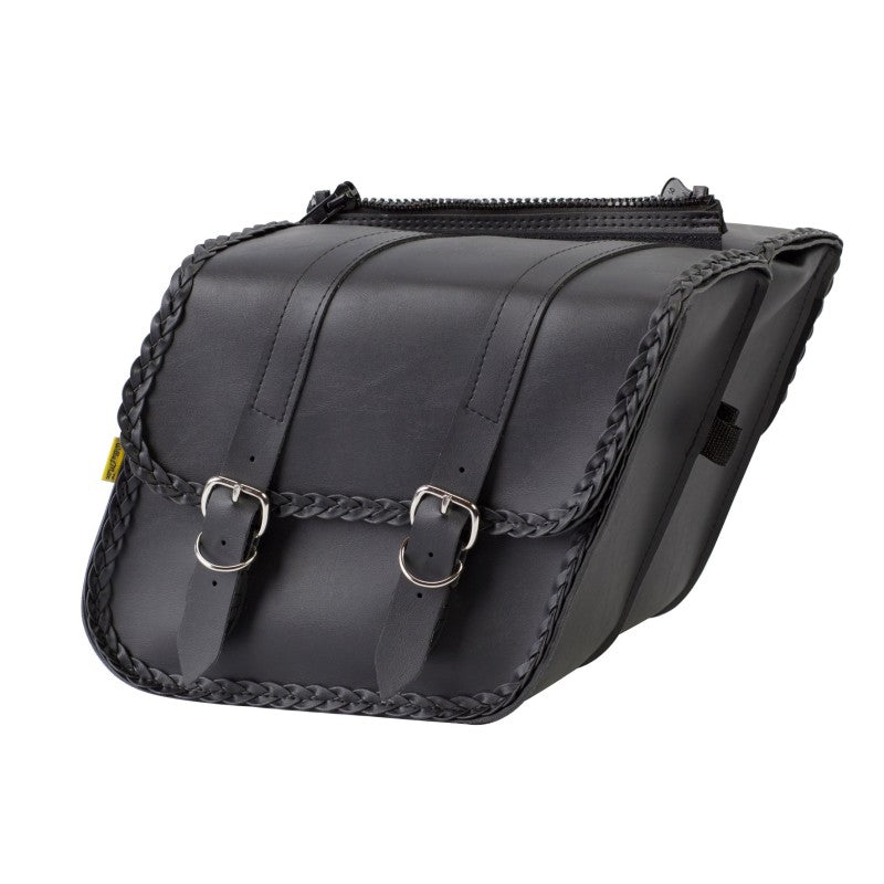 Willie & Max Universal Braided Compact Slant Saddlebags (12 in L x 9.5 W x 5.5 in H) - Black Bags - Saddlebags Willie & Max