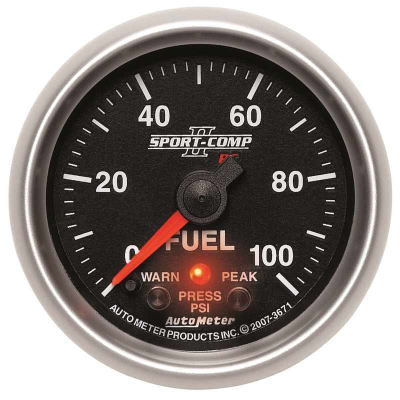 Autometer Sport-Comp II 52mm 0-100 PSI Fuel Pressure Gauge Gauges AutoMeter