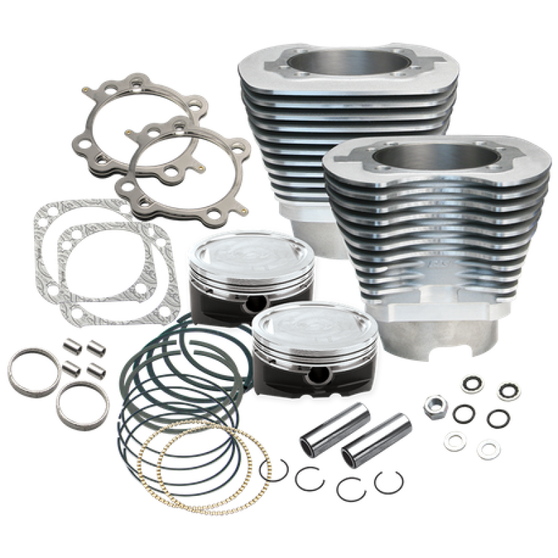 S&S Cycle 99-06 BT 4-1/8in Bore Cylinder & Piston Kit - Silver Piston Sets - Powersports S&S Cycle