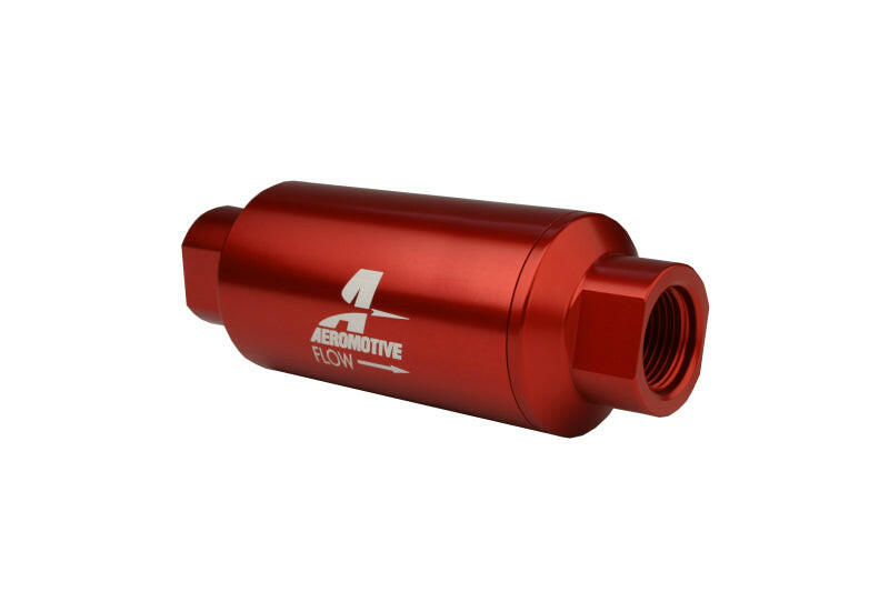 Aeromotive In-Line Filter - AN-10 size - 40 Micron SS Element - Red Anodize Finish Fuel Filters Aeromotive