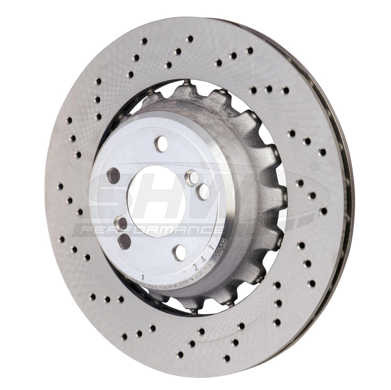 SHW 15-18 BMW X5 M 4.4L Left Rear Cross-Drilled Lightweight Brake Rotor (34212284903) Brake Rotors - Drilled SHW Performance