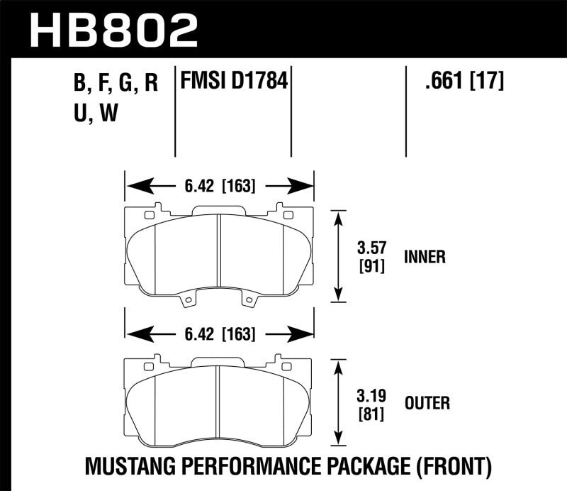 Hawk 15-17 Ford Mustang Performance Package HPS 5.0 Front Brake Pads Brake Pads - Performance Hawk Performance