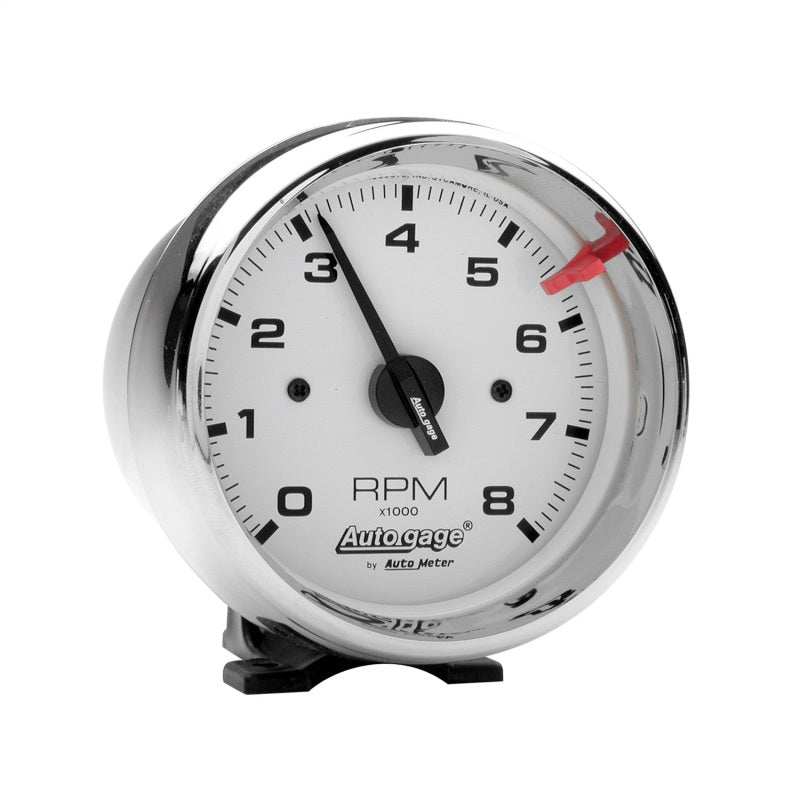 Autometer Autogage 3-3/4in White 8000 RPM Pedestal Mount Tachometer Gauges AutoMeter