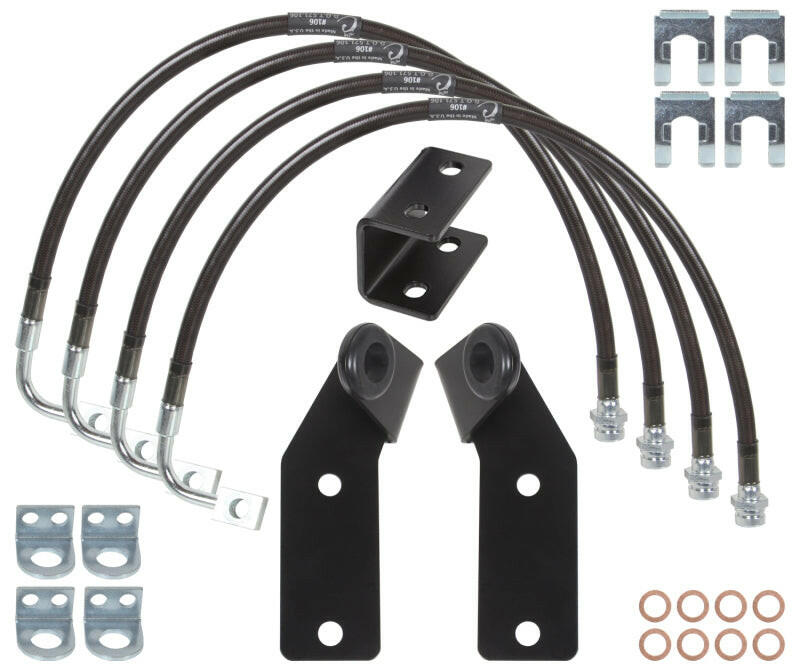 Carli 07-17 Jeep Wrangler Extended Brake Lines Guides And E-Brake Drop Bracket Brake Line Kits Carli