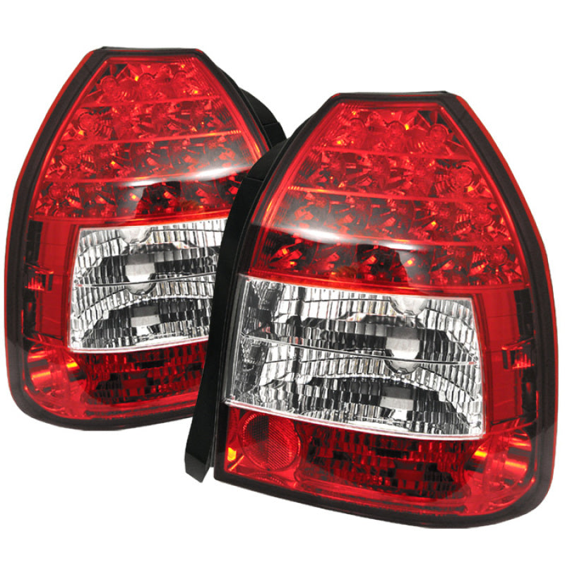 Spyder Honda Civic 96-00 3DR LED Tail Lights Red Clear ALT-YD-HC96-3D-LED-RC Tail Lights SPYDER