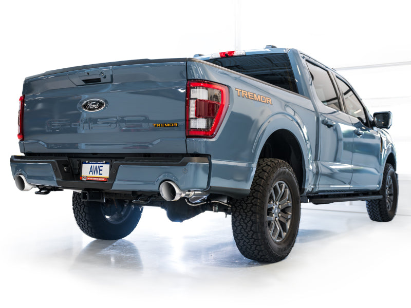 AWE Tuning 2021+ Ford F150 Tremor w/ Bumper Cutouts 0FG Resonated Cat-Back w/ Chrome Silver Tips Catback AWE Tuning