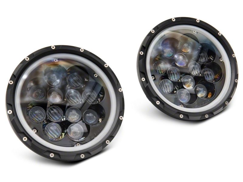 Raxiom 07-18 Jeep Wrangler JK Axial Spider LED Headlights w/Angel Eye Halo- Blk Housing (Clear Lens) Headlights Raxiom