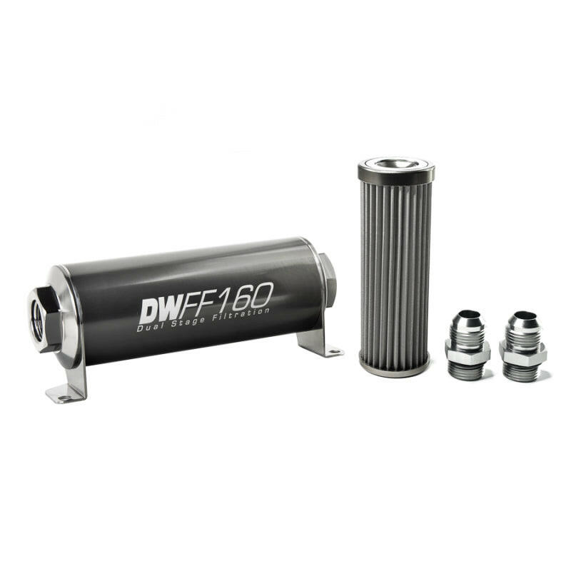 DeatschWerks Stainless Steel 10AN 40 Micron Universal Inline Fuel Filter Housing Kit (160mm) Fuel Filters DeatschWerks