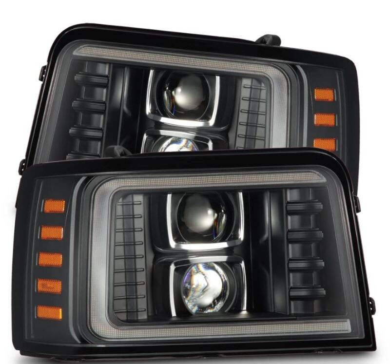 AlphaRex 92-96 Ford F-Series/Bronco LUXX-Series Proj Headlights Blk w/Actv Light SeqSig & SBDRL Headlights AlphaRex