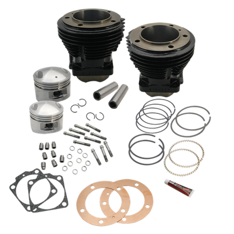 S&S Cycle 66-84 BT 98in 3-5/8in Big Bore Cylinder & Piston Kit For S&S SH98 Engines - Gloss Black Piston Sets - Powersports S&S Cycle