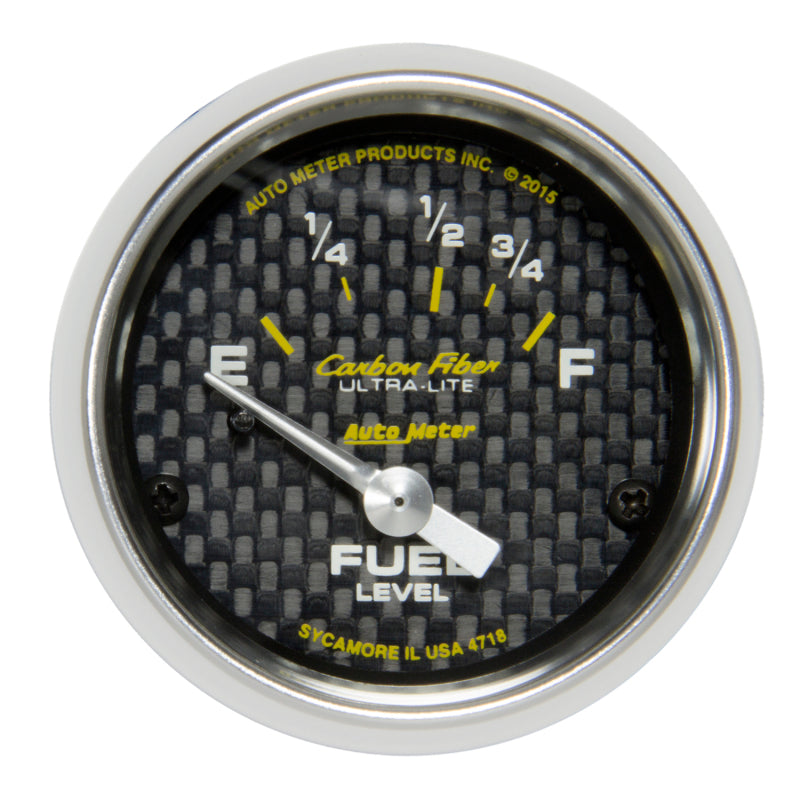 Autometer Carbon Fiber Gauge Fuel Level 2 1/16in 16e To 158f Elec Carbon Fiber Gauges AutoMeter