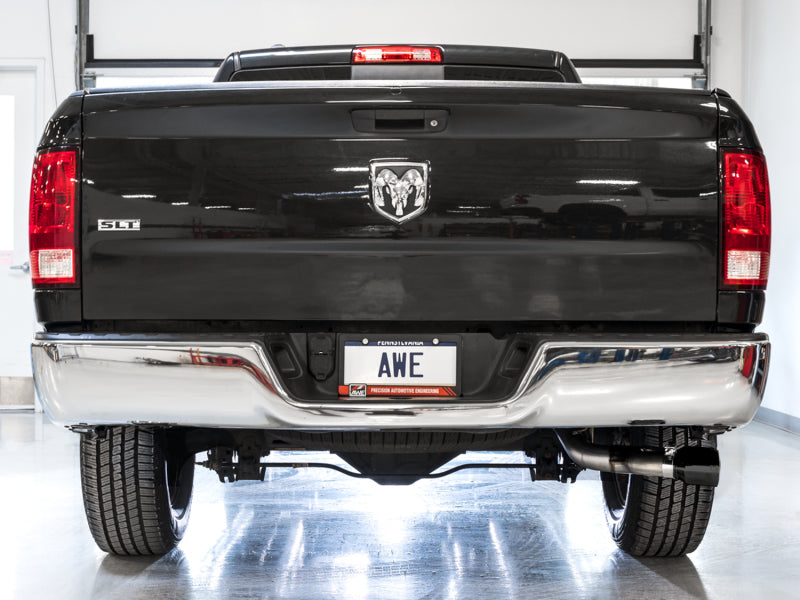 AWE Tuning 09-18 RAM 1500 5.7L (w/o Cutout) 0FG Single Side Exit Cat-Back Exhaust - Diamond Blk Tips Catback AWE Tuning
