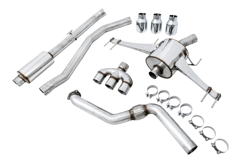 AWE Tuning 2017+ Honda Civic Type R Touring Edition Exhaust w/Front & Mid Pipes - Chrome Silver Tips Catback AWE Tuning
