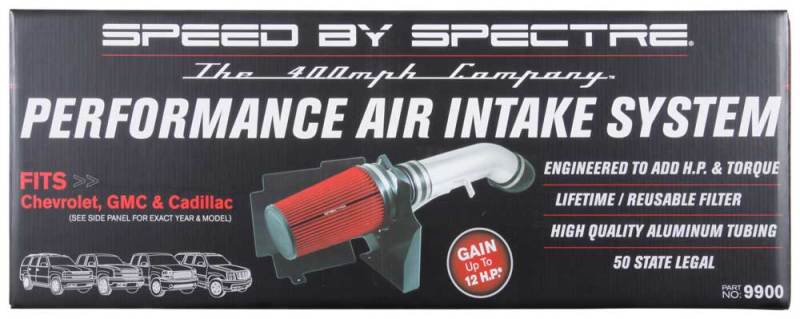 Spectre 99-07 GM Truck V8-4.8/5.3/6.0L F/I Air Intake Kit - Clear Anodized w/Red Filter Cold Air Intakes Spectre