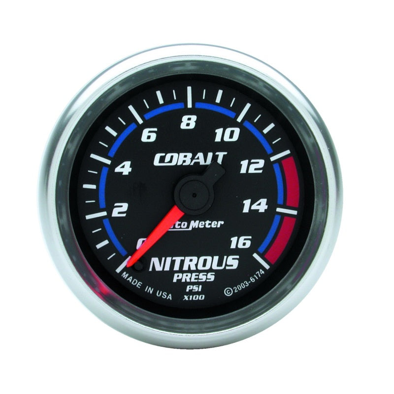 Autometer 2-1/6in Cobalt Nitrous Pressure Gauge 0-1600PSI Digital Steppe Motor Gauges AutoMeter
