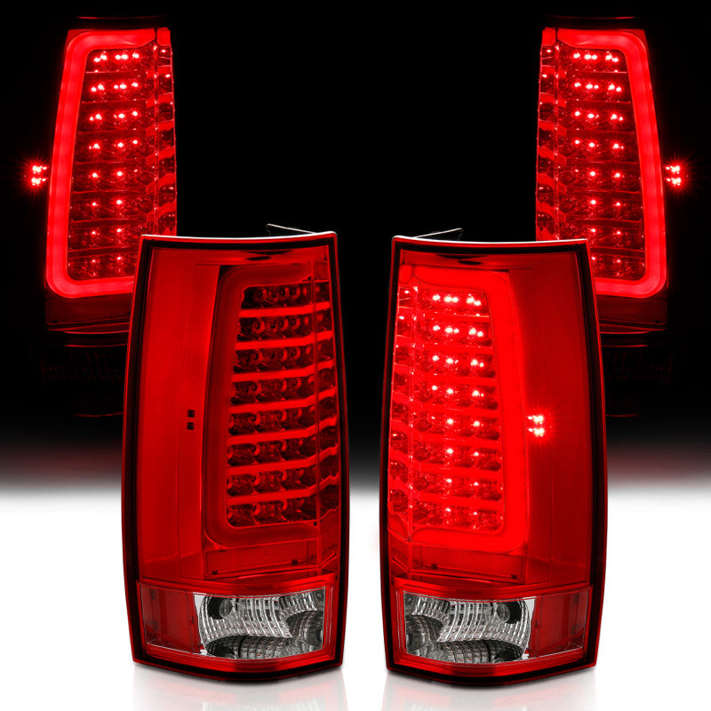 ANZO 2007-2014 Chevy Tahoe LED Taillight Plank Style Chrome With Red/Clear Lens Tail Lights ANZO