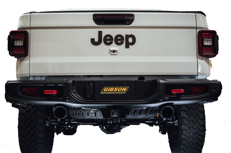 Gibson 20-22 Jeep Gladiator JT Rubicon 3.6L 3in/2.5in Cat-Back Dual Split Exhaust - Black Elite Catback Gibson