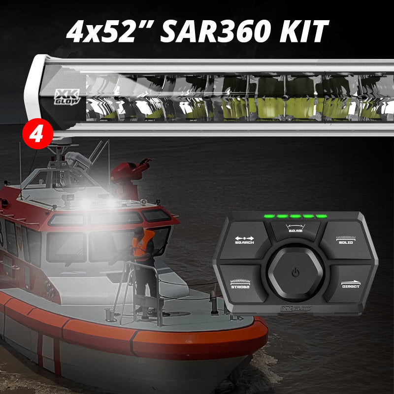 XK Glow SAR360 Light Bar Kit Emergency Search and Rescue Light System White (4) 52In Light Accessories and Wiring XKGLOW