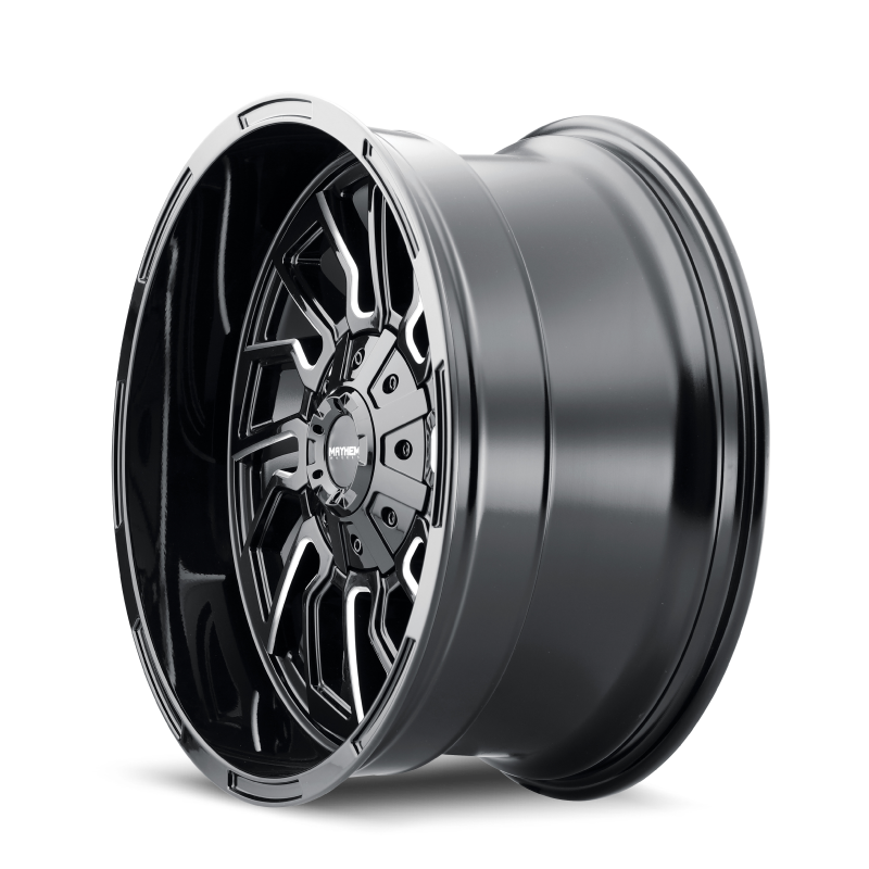 Mayhem 8111 Flywheel 22x10 / 5x127 BP / -19mm Offset / 87.1mm Hub Black w/ Milled Spokes Wheel Wheels - Cast Mayhem