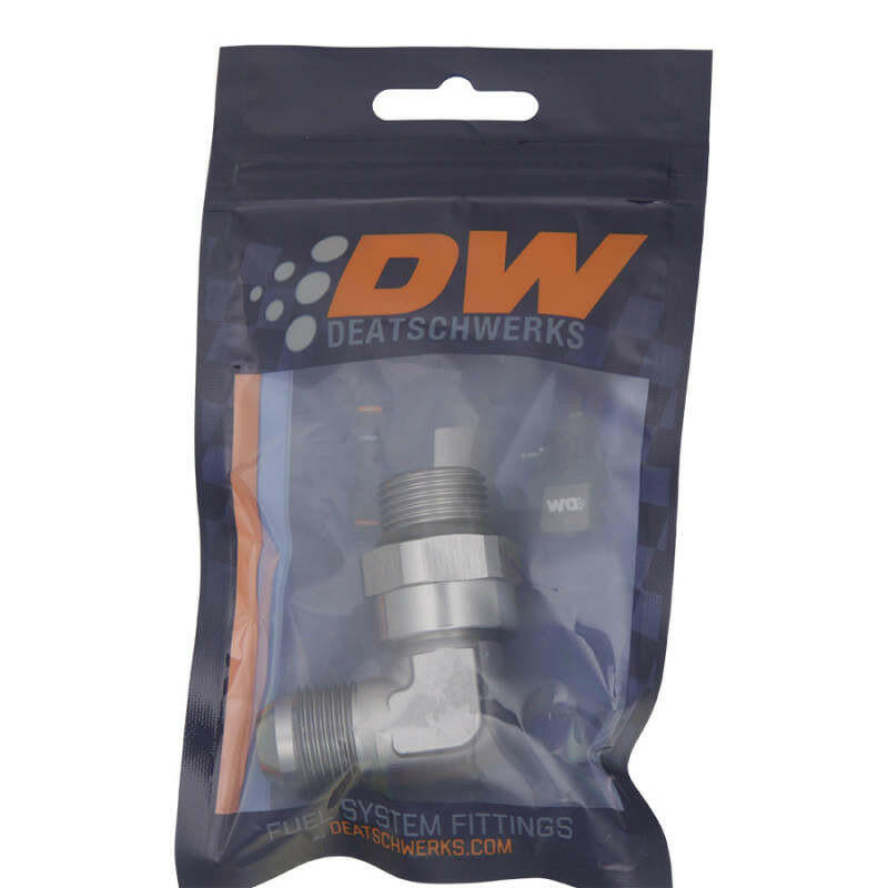 DeatschWerks 10AN ORB Male Swivel to 10AN Male Flare 90-Degree Fitting - Anodized Titanium Fittings DeatschWerks