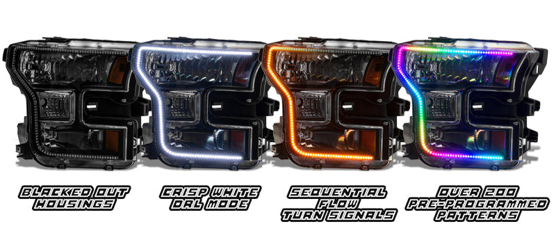 Oracle 15-17 Ford F-150 Dynamic RGB+A Pre-Assembled Headlights Halogen - Blk Edition - Headlights ORACLE Lighting