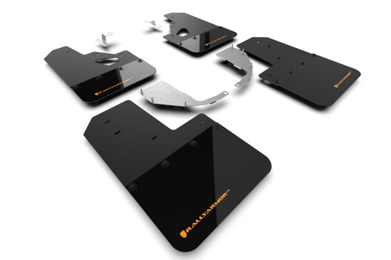 Rally Armor 21-25 Ford Bronco (Steel Bmpr + RR- NO Rptr/Sprt) Blk Mud Flap w/Cy Orange Logo Mud Flaps Rally Armor