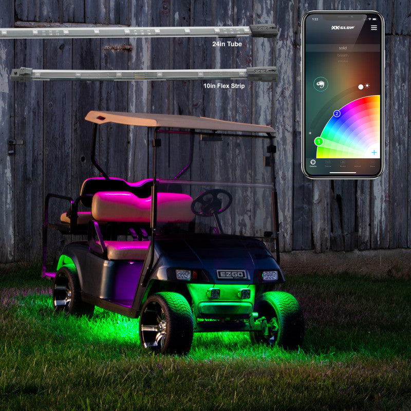 XK Glow LED Golf Cart Accent Light Kit XKchrome Smartphone App Light Accessories and Wiring XKGLOW
