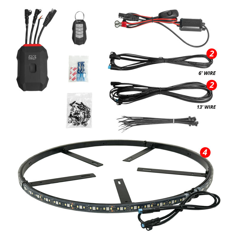 XK Glow XKmax RGBW Wheel Ring Light Kit Light Accessories and Wiring XKGLOW