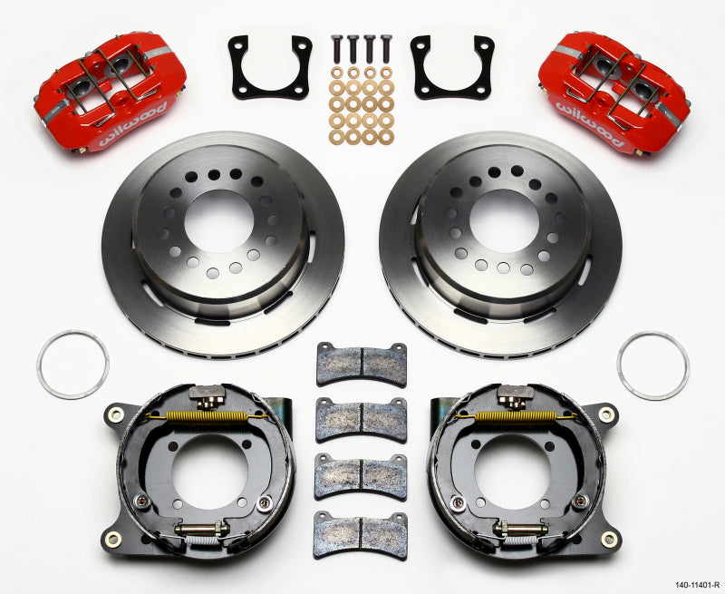 Wilwood Dynapro Low-Profile 11.00in P-Brake Kit - Red Chevy 12 Bolt Spcl 2.81in Offset Big Brake Kits Wilwood