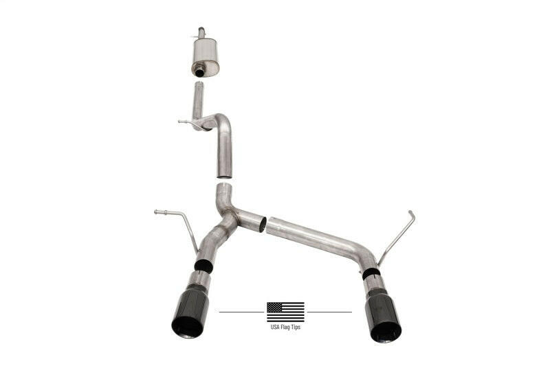 Corsa 07-18 Jeep Wrangler JKU 3.6L/3.8L 2.75in Sport Cat-Back Exhaust w/ 4in American Flag BlacTips Catback CORSA Performance