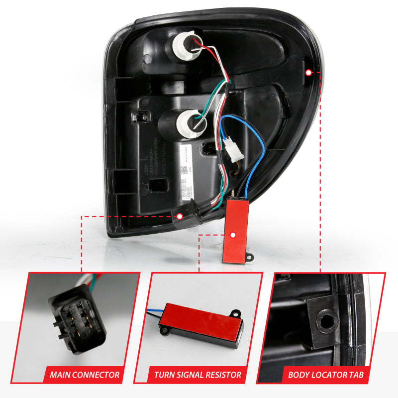 ANZO 2004-2007 Dodge Grand Caravan LED Tail Lights w/ Light Bar Black Housing Smoke Lens Tail Lights ANZO