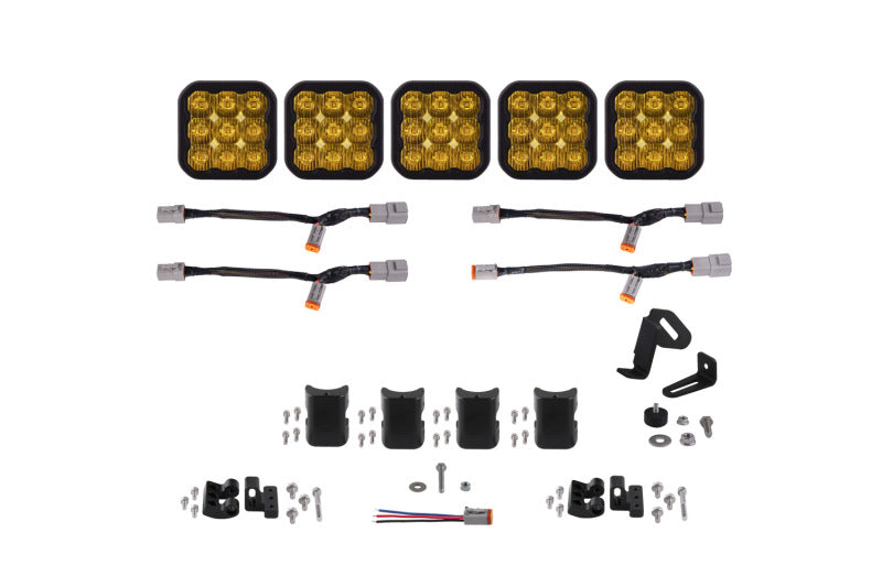 Diode Dynamics SS5 Pro Universal CrossLink 5-Pod Lightbar - Yellow Driving Light Bars & Cubes Diode Dynamics