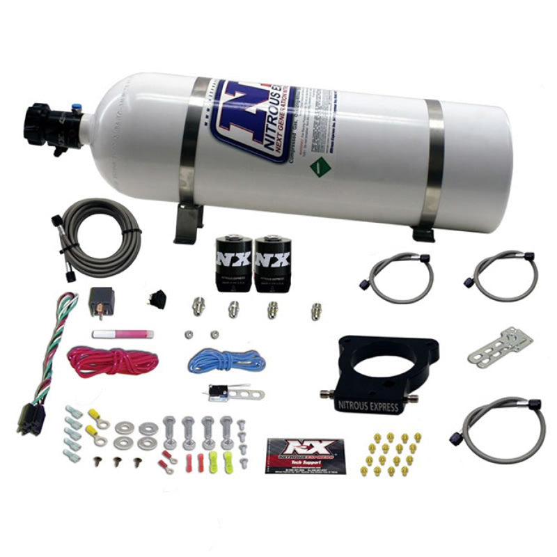 Nitrous Express GM LS 78mm 3-Bolt Nitrous Plate Kit (50-350HP) w/15lb Bottle Nitrous Systems Nitrous Express