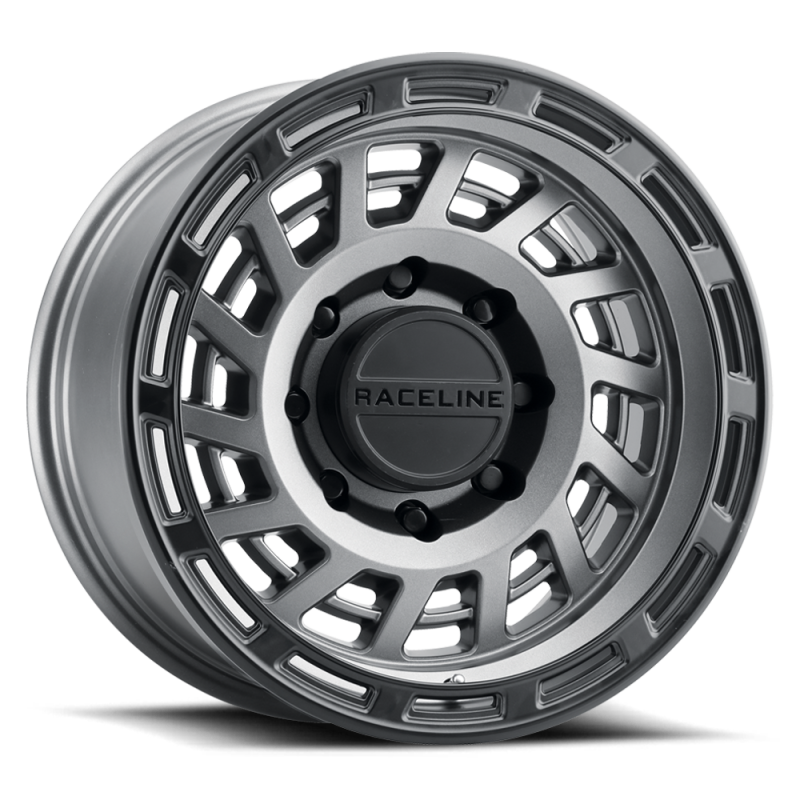 Raceline 957GB Halo 17x8.5in / 5x127 BP / 0mm Offset / 78.1mm Bore - Gunmetal & Black Lip Wheel Wheels - Cast Raceline