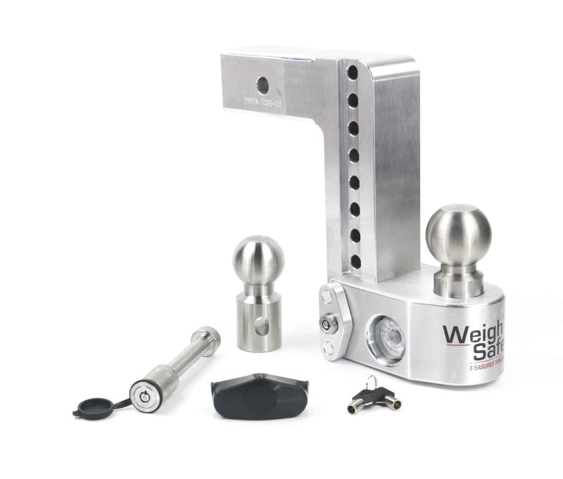 Weigh Safe 8in Drop Hitch w/Built-in Scale & 2.5in Shank (10K/18.5K GTWR) w/WS05 - Aluminum Hitch Ball Mounts Weigh Safe