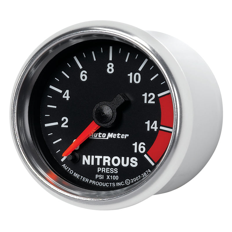 Autometer GS 2 1/16in. 1600PSI Nitrous Fuel Pressure Gauge Gauges AutoMeter