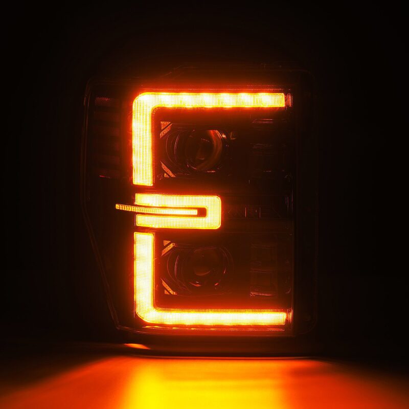 AlphaRex 08-10 Ford F250-550 LUXX-Series LED Projector Headlights Alpha-Blk w/Activ Light/Seq Signal Headlights AlphaRex