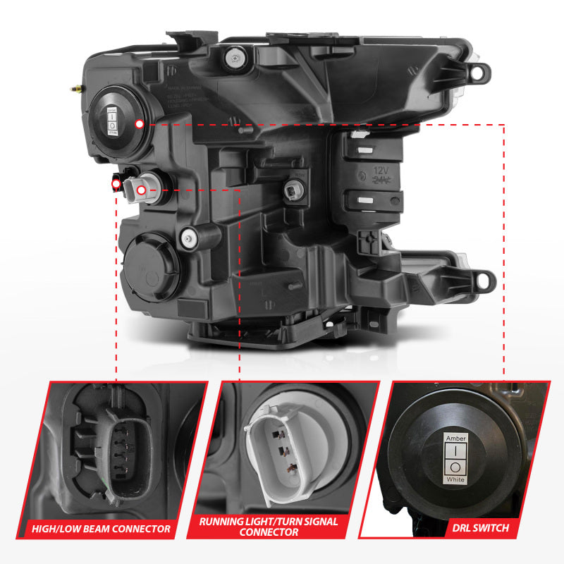 ANZO 18-20 Ford F-150 (w/Factory Halogen) Z-Series Full LED Proj Headlights Init/SeqSig - Pair Headlights ANZO