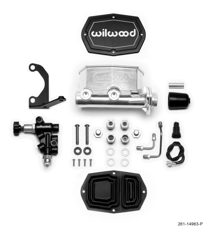 Wilwood Compact Tandem M/C - 1in Bore - w/Bracket and Valve - Ball Burnished Brake Master Cylinder Wilwood