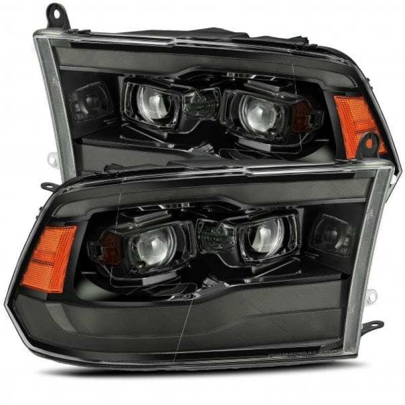 AlphaRex 09-18 Dodge Ram 1500 PRO-Series Projector Headlights Plank Style Alpha Blk w/Seq Signal/DRL Headlights AlphaRex
