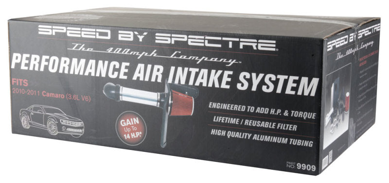 Spectre 10-11 Chevy Camaro V6-3.6L F/I Air Intake Kit - Clear Anodized w/Red Filter Cold Air Intakes Spectre