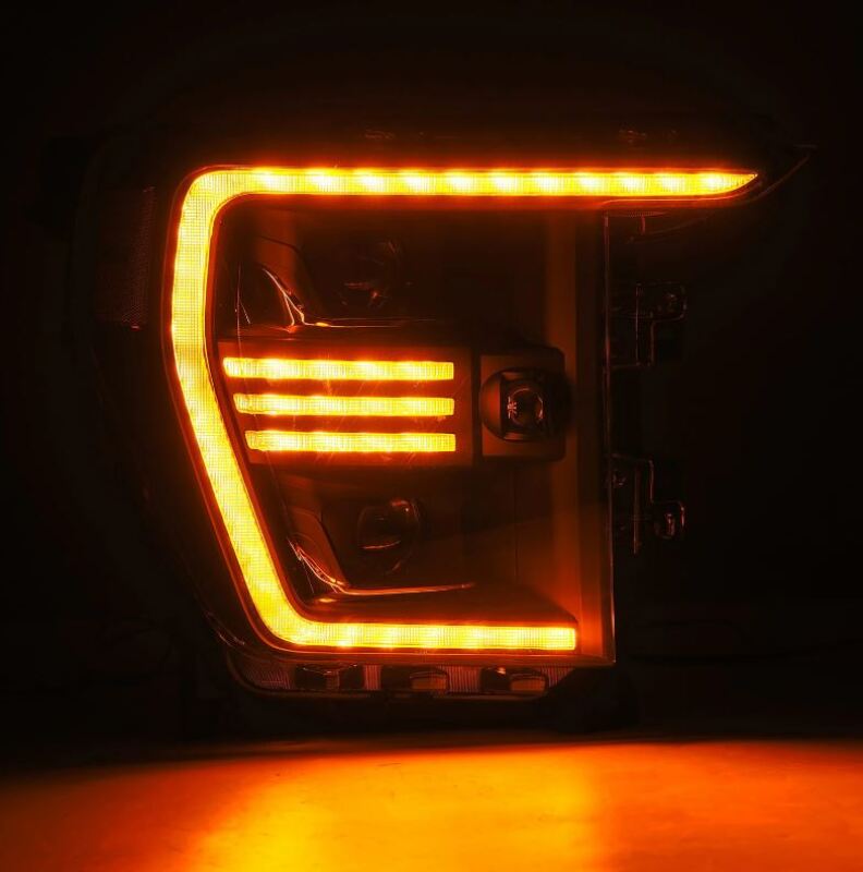 AlphaRex 21-22 Ford F150 PRO-Series Projector headlights Black w/Activ Light/Seq Signal Headlights AlphaRex