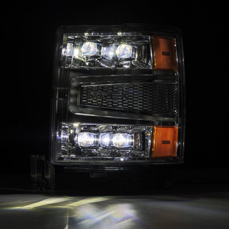 AlphaRex 04-15 Chevy 1500HD NOVA-Series LED Proj Headlights Chrome w/Activ Light/Seq Signal & SB DRL Headlights AlphaRex