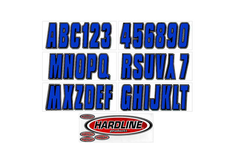 Hardline Boat Lettering Registration Kit 3 in. - 320 Blue/Black Stickers/Decals/Banners Hardline